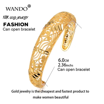 WANDO Guld-Farve Trendy Armbånd Til Kvinder Dubai Etniske udskæring Charme Armbånd Bryllup Smykker Boho Ramadan Gave Høj Kvalitet B69