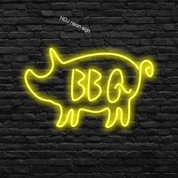 Persoanlized Brugerdefinerede Neon Lys Skilt Led-Tekst Gris Logo Velegnet Til GRILL-Restaurant, Butik, Kreativt Design, Selvlysende Skilt