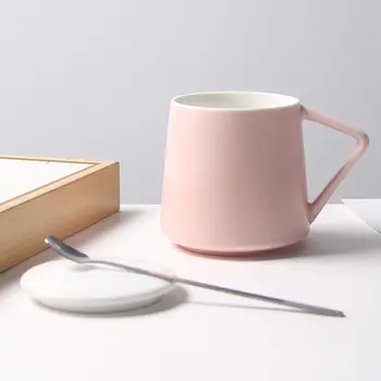 Par Cup Keramik Krus med Låg Ske Ins Tendens Drikke Kop Hjem Morgenmad Mælk Cup Kvindelige koreanske Version kaffekrus Rejse