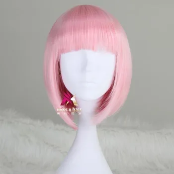 Kort hår af høj temperatur fiber cosplay parykker af syntetisk hår resistente over for de dumme varme pink paryk sort pink paryk lige