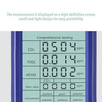 Protable luftkvalitet Tester CO2-Meter TVOC HCHO AQI Kuldioxid Detektor Gas Analyzer