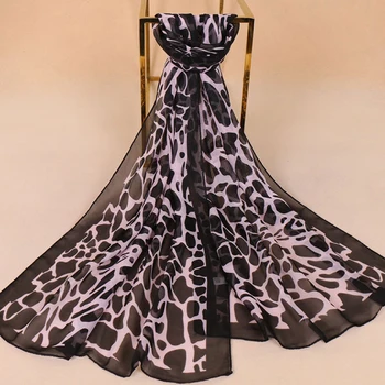 GAOKE Leopard Lange kvinde chiffon tørklæde printted Stjal Wrap lange Tørklæder Damer Wrap Tørklæder Sjal 2020 tørklæde Sjal