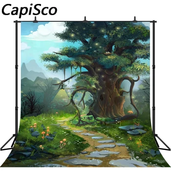 Capisco Fairy Tale tree Photography Baggrunde Børn Baggrunde Foto Studio Svampe egern Blomster Foto Baggrund