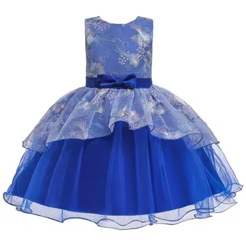Baby sommerkjole Pige broderet kjole enfant fødselsdag Prinsesse Kjole bue blomster children ' s Puff kjoler 2-8 y pige vestidos