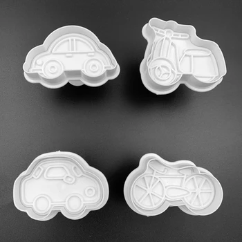 2021 New 4pcs/sæt 3D Bil Spring Cookie form Cookie Cutter Bagning Mould DIY Køkken Fondant Kage Udsmykning Værktøjer