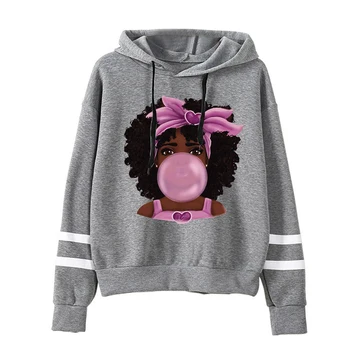 Melanin Poppin Black Magic Girl Harajuku Sweatshirts og Hættetrøjer Overdimensionerede 2020 Kvinder Streetwear Hættetrøje-Kvinders hip hop Vinter Hoodie