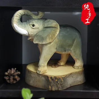 Håndskåret elefant statue dekoration håndværk Dyr hjem dekoration tilbehør (A179)