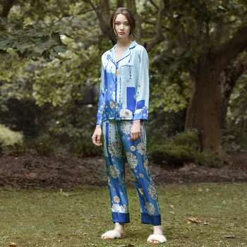 Soloseta silke pyjamas, der passer 22 mm tung vægt af silke lys luksus udskrivning