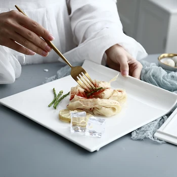 Ren Hvid Keramik Middag Dessert Tallerken, Salat Plade, Enkle og Alsidige Keramiske Service