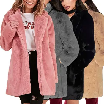 Europæiske mode for kvinder Faux pels 2019 Efterår og vinter varm blød Teddy jakke kvinder Pels og Store pels part 1988