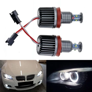 2 stk 40W H8 LED fejlfri Angel Eyes Lys Forlygte Lampe for -BMW E90 E92 E82 E60 E70 X5 E71 X6 tågelygter, Hvide