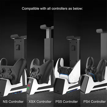 Universal Gamepad Opladning Holder med Hovedtelefon Stå ladestation til PS5/PS4/Skifte Pro/Xbox Spil Controller