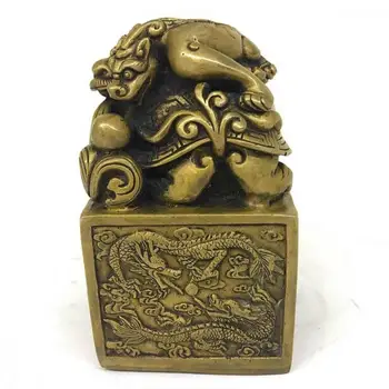 Kina-Dynastiet Bronze Indlæg Perle Dragen Skildpadde Skildpadde kejserlige Segl Stempel Signet til 1,78 KG