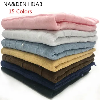 2019 Nye kvinder tørklæde almindelig grid maxi tørklæder Solid sjal nye design bløde muslimske hijab luksus mærke 10stk/meget Høj Kvalitet Perler