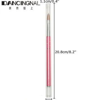 8# Oval Negle Børste Aftagelig Pen Pink Krystal Håndtere UV Gel Maleri Udskæring Børste Værktøjer, Professionel Skønhed Manicure Værktøj