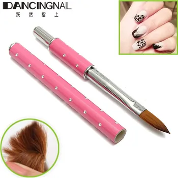 8# Oval Negle Børste Aftagelig Pen Pink Krystal Håndtere UV Gel Maleri Udskæring Børste Værktøjer, Professionel Skønhed Manicure Værktøj
