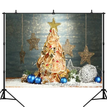 Baggrunden For Foto Studio Jul Lemon Tree Sne Bokeh Golden Star Light Spot Baggrund Stående Skydning Photocall