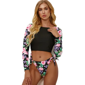 Ny Split Backless Bikini Print Farve Matchende Sexet Delt Bikini Badetøj Damer Plus Størrelse Spot Badedragt