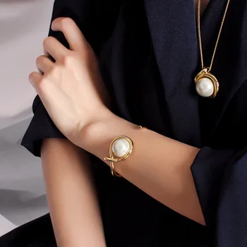 Mode fantastisk perle indgået stil halskæde bracelett smykker sæt