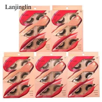 LANJINGLIN 6 Par 3D-Mink-Vipper, Makeup-Værktøjer Naturlige Lange Falske Øjenvipper Falske Øjenvipper Kosmetiske Udvidelse Af Maquiagem