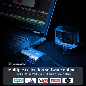 Audio Video Capture-Kort - HDMI / USB Optage 1080P Via DSLR Videokamera til Live Streaming/Gaming/Stue/Video-Konference