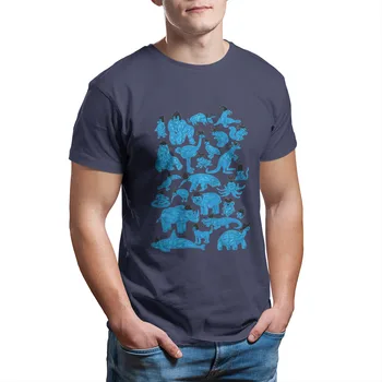 Mænd T-shirt Blå Dyr, Sorte Hatte Søde Streetwear 4XL 5XL 6XL t-shirts 50664