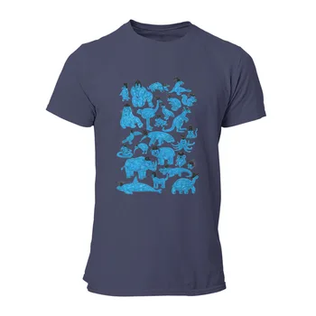 Mænd T-shirt Blå Dyr, Sorte Hatte Søde Streetwear 4XL 5XL 6XL t-shirts 50664
