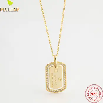 14k Guld Geometriske Tag Halskæde Til Kvinder 925 Sterling Sølv Give Hånd Gjorde Tegn 2021 Trend Mode Smykker