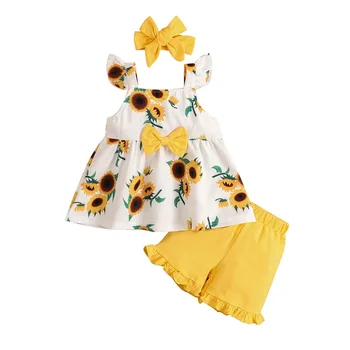 1-4 År Baby Pige Tøj Sæt 3-delt Sæt Nyfødte Sommer Blomster Print Tøj Barn Pige Falde Tøj 2020