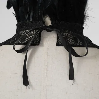 Feather Broderier Krave Choker Victoriansk Gotisk Sjal Skuldertræk Tørklæde Skulder Wrap Kap med Bånd Bånd Halloween Kostume Indretning