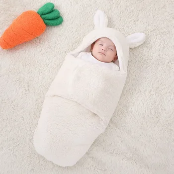 Baby sovepose baby lam blød sovepose fortykket anti-startle efterår/vinter nyfødte nyfødte baby swaddle quilt 2021