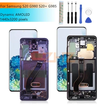 For Samsung S20+ lcd-G985 touch screen digitizer assembly med ramme Til Samsung S20 G980 display udskiftning reparation del