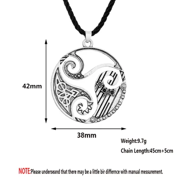 2021 925 Sølv Spiral Vedhæng med Triskele Viking-style Ornamenter og Cubic Zirconium Sten Håndlavet Smykker Amulet Gave