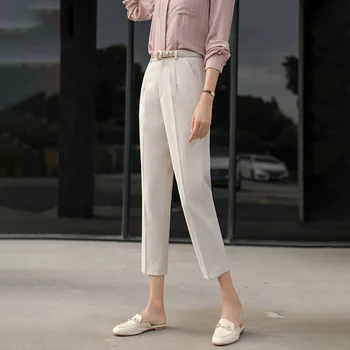 Smarte bukser til kvinder lige passer bukser til kvinder foråret og efteråret 2019 mode Capris off white afslappede haremsbukser