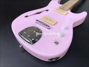 F Hul ST El-Guitar, Basswood Body Ahorn Gribebræt Chrome Hardware Pink Farve, God Kvalitet