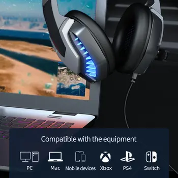 J30 Professional Gaming Headset Gamer Hovedtelefoner Surround Sound til PS5/PS4 Computer PC Kablede Headset Med Mikrofon LED-Lys Gaver