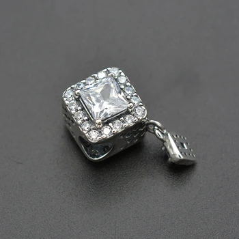 925 Sterling Sølv Geometriske Udstråling CZ Zircon Beaded Charm Armbånd DIY Smykker at Gøre For Oprindelige Pandora