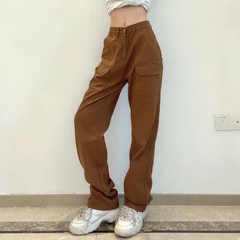 Hot girl style brown flap lomme vask lige igennem tynde jeans kvinder 's nye sommer 2021 kvinder' s wear