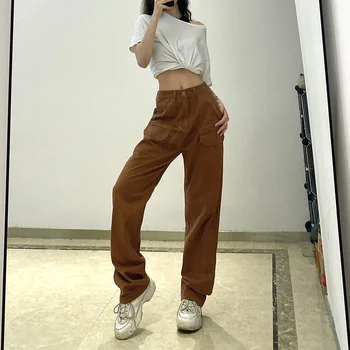 Hot girl style brown flap lomme vask lige igennem tynde jeans kvinder 's nye sommer 2021 kvinder' s wear