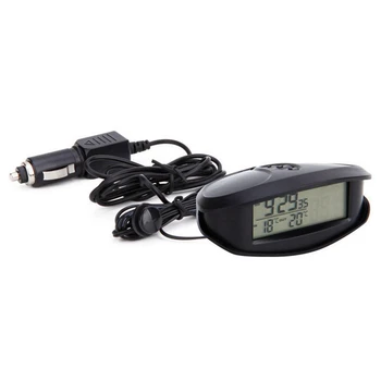 Digital Bil i & Udendørs Termometer Voltmeter Tid Alarm Baggrundslys EC98 77UD