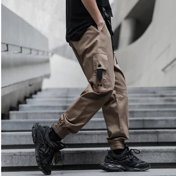Høj Kvalitet Mænd Mode Hip Hop Joggere Cargo Bukser 2021 Nye Lommer, Bånd Streetwear Sweatpants Mænd Vintage Bukser