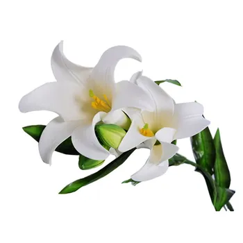 Kunstig Blomst Plast Stof Lily Deco-for House Office-hvid