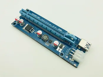 Engros 6stk USB 3.0 PCI-E Riser Express 1X 4x 8x 16x Extender Riser-adapterkort SATA-15 bens han til 6pin Power Kabel til BTC