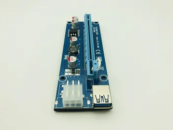 Engros 6stk USB 3.0 PCI-E Riser Express 1X 4x 8x 16x Extender Riser-adapterkort SATA-15 bens han til 6pin Power Kabel til BTC