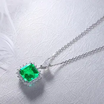VANTJ Real 10K Guld Vedhæng Sterling Lab Vokset Emerald Skabt Gemstone Moissanite Halskæde til Kvinder Bryllup Part Gave