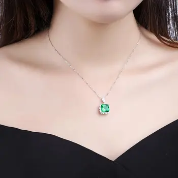 VANTJ Real 10K Guld Vedhæng Sterling Lab Vokset Emerald Skabt Gemstone Moissanite Halskæde til Kvinder Bryllup Part Gave