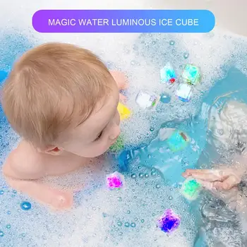 8stk Baby Badekar Legetøj Oplyst isterninger Blinkende Led Farverige Lys Badeværelse Ice Cube Lysende Toy Bar Vin Glas Dekoration af Forbrugsstoffer