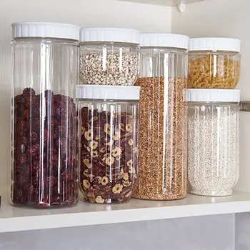 Køkken Transparent Opbevaring Af Fødevarer Beholder Med Låg, Forsegling Pot Korn Bønne-Ris Forseglet Plast Mælkepulver Jar