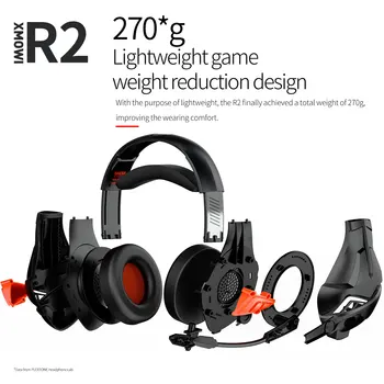 XMOWi R2 Stereo Gaming Headset til PC, PS4 og Xbox Man PS5 Controller, Støj Annullere Over Ear Hovedtelefoner med Roterende mikrofon