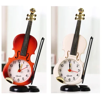 1stk Enkelhed Serie Emulational Violin Alarm Desktop Ur Kreative Musikalske Instrumenter Modellering Stue Pynt